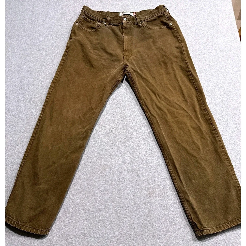 Levis 550 Relaxed Fit Brown Denim Jeans Mens 36x30 Cotton Tapered Leg 00550-0549